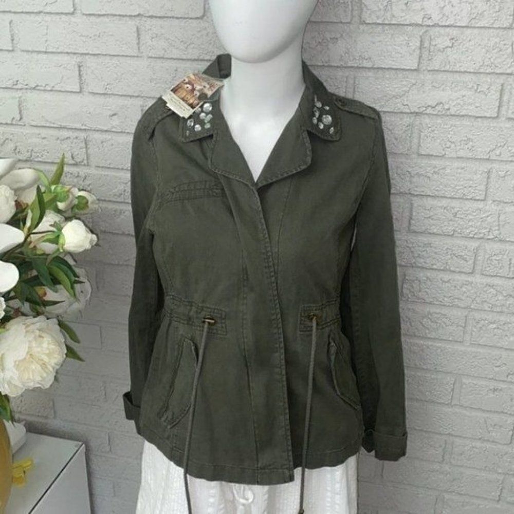 Dolled Up Womens Green Utility Jacket Size M